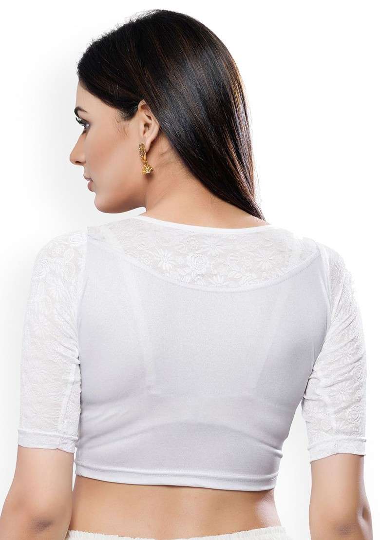 Round Neck Stretchable Saree Blouse - Indya