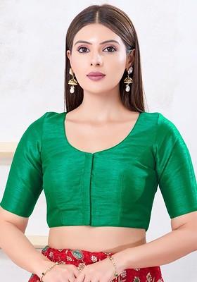 Silk Round Neck Padded Saree Blouse