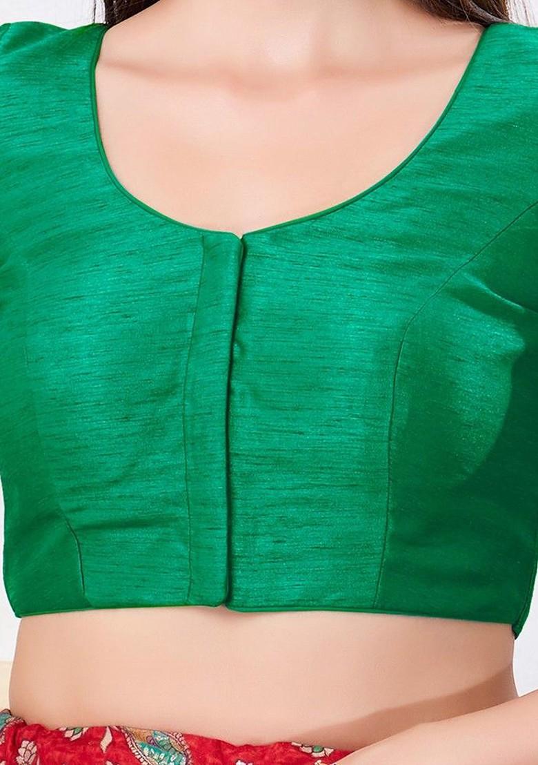 Silk Round Neck Padded Saree Blouse