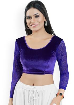 Velvet Round Neck Non Padded Stretchable Saree Blouse