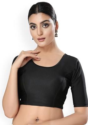 Boat Neck Short Sleeves Non Padded Saree Blouse