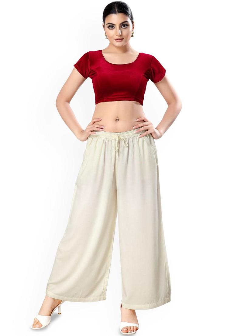 Velvet Round Neck Short Sleeves Non Padded Saree Blouse