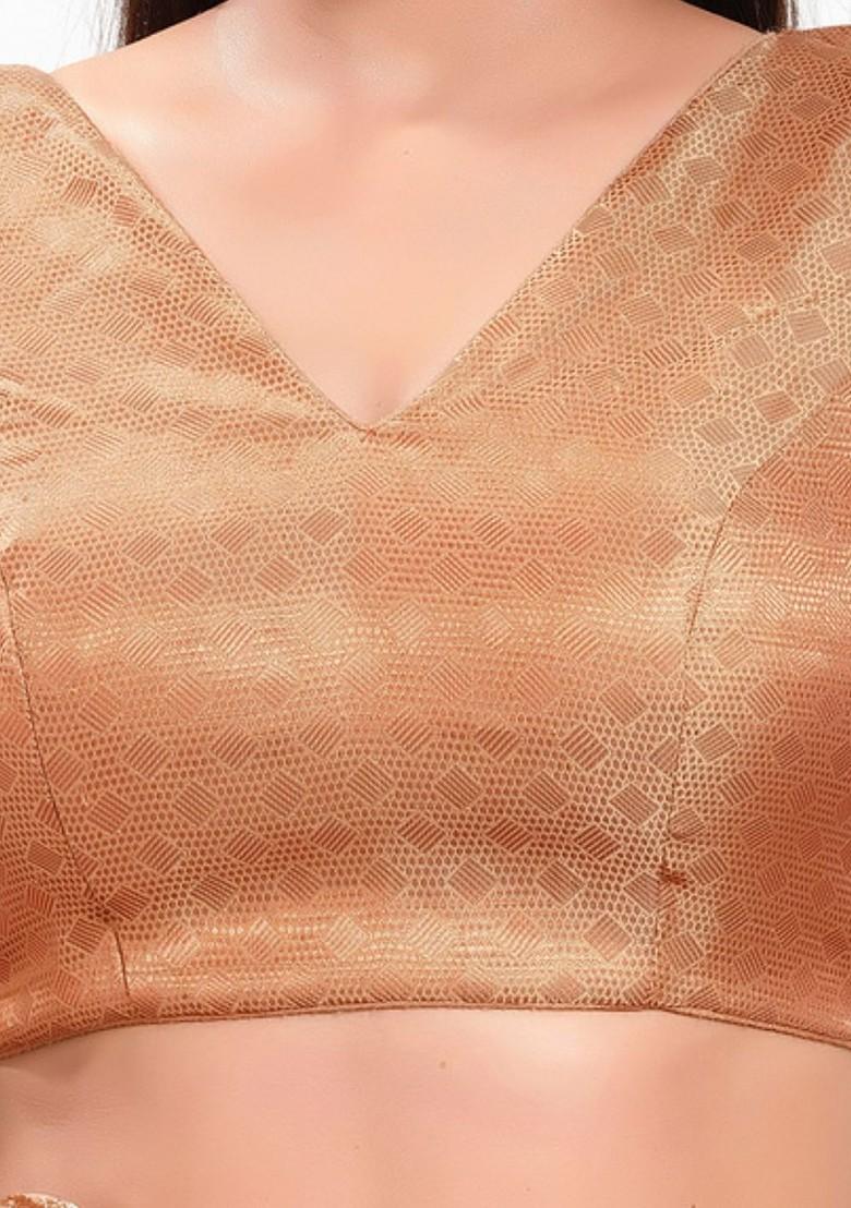 Women V Neck Padded Saree Blouse