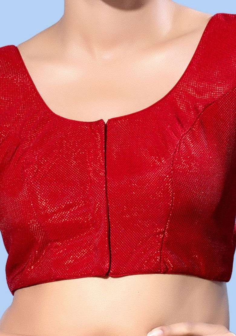 Women Round Neck Padded Saree Blouse - Indya