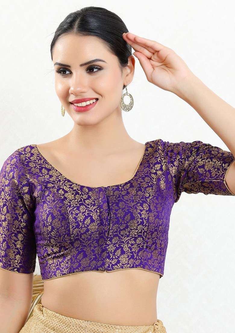 Round Neck Saree Blouse - Indya