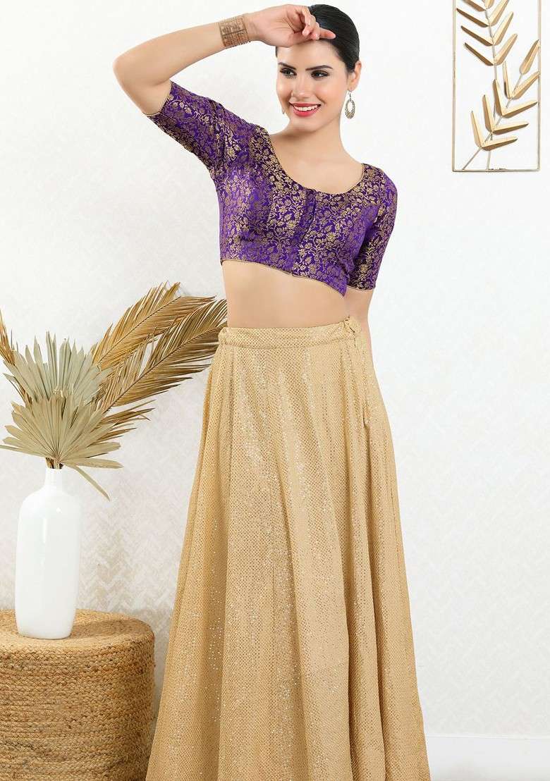 Round Neck Saree Blouse - Indya