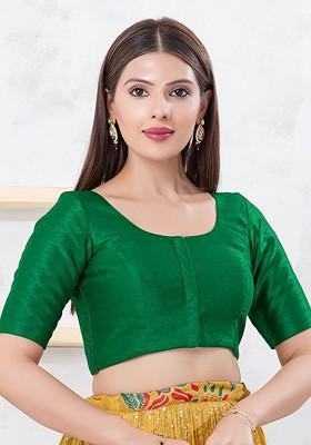 Silk Round Neck Padded Saree Blouse