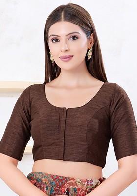 Silk Round Neck Padded Saree Blouse