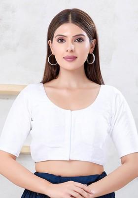 Silk Round Neck Padded Saree Blouse