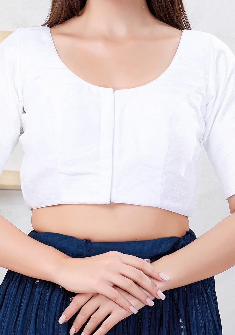 Silk Round Neck Padded Saree Blouse