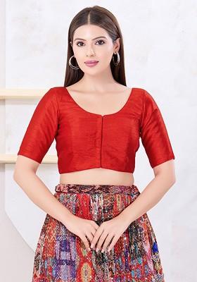 Silk Round Neck Padded Saree Blouse