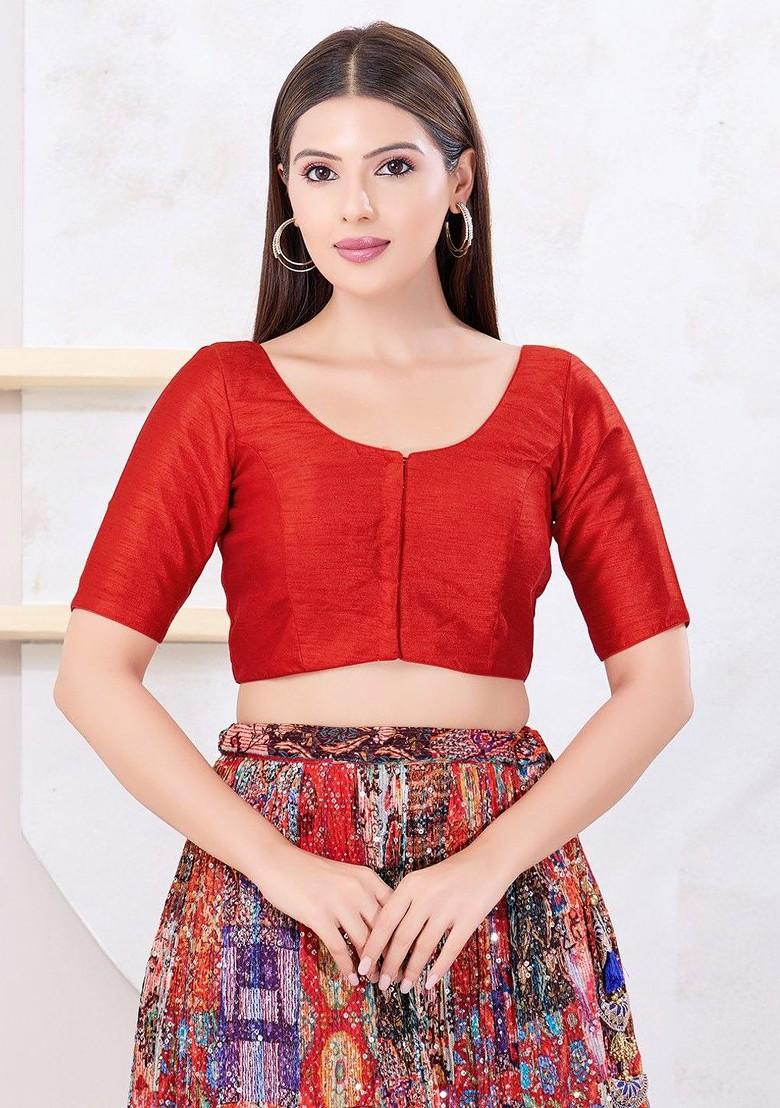 Silk Round Neck Padded Saree Blouse