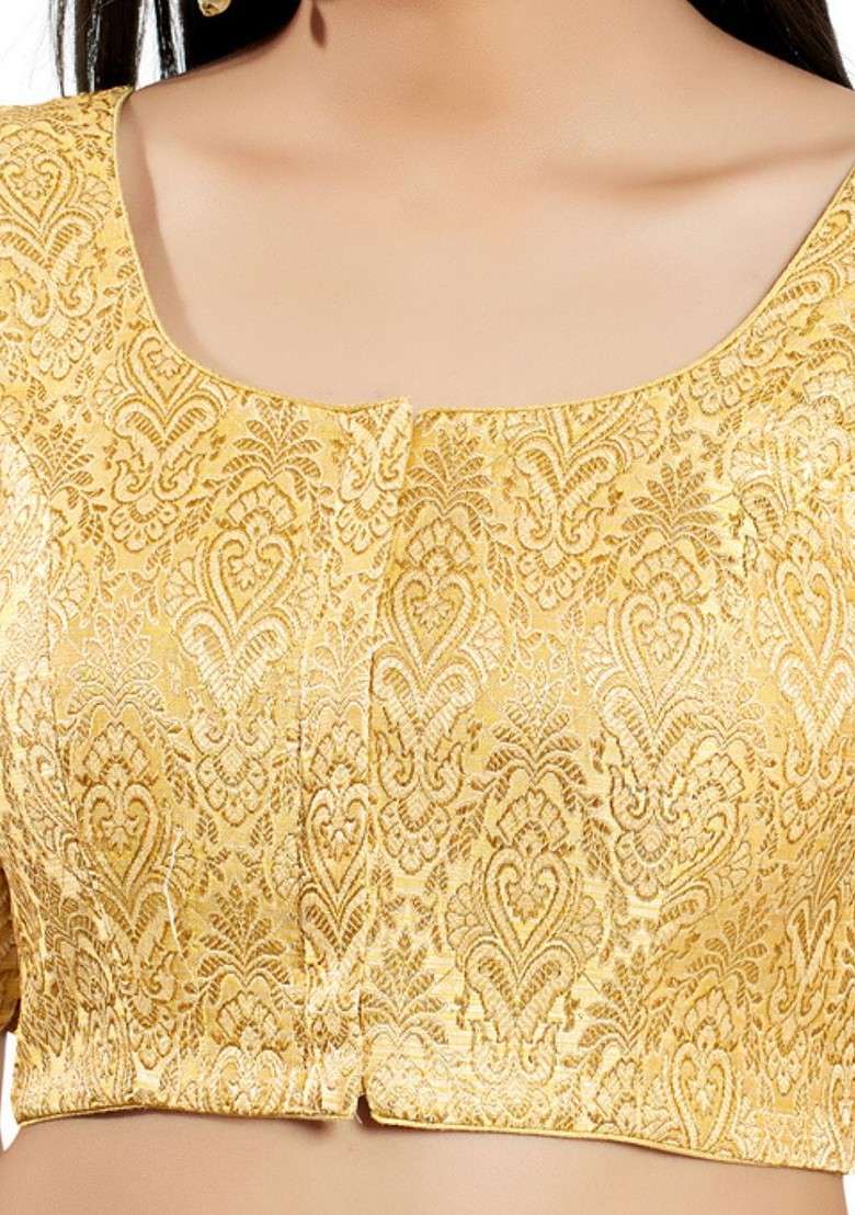 Women Round Neck Padded Saree Blouse - Indya