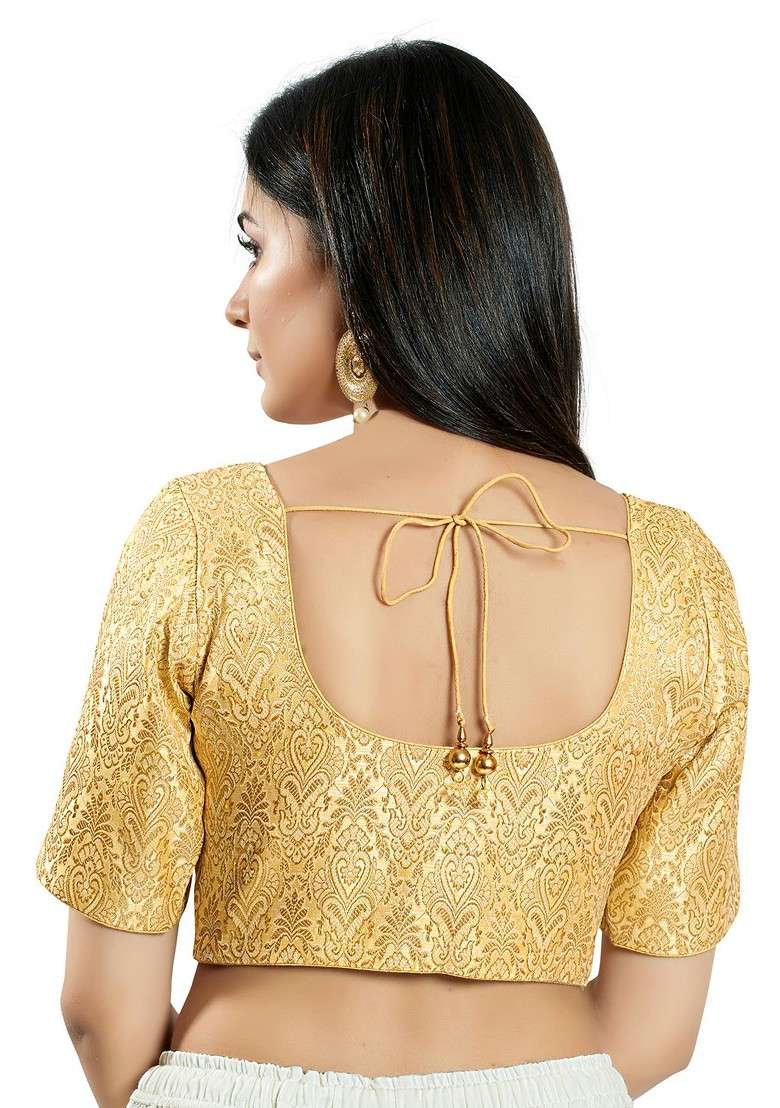 Women Round Neck Padded Saree Blouse - Indya