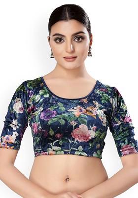 Printed Round Neck Saree Blouse