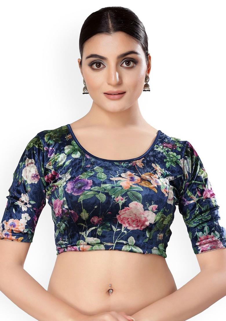 Printed Round Neck Saree Blouse