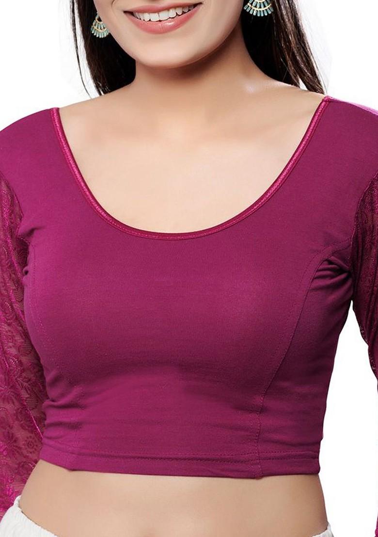 Women Round Neck Non Padded Stretchable Saree Blouse