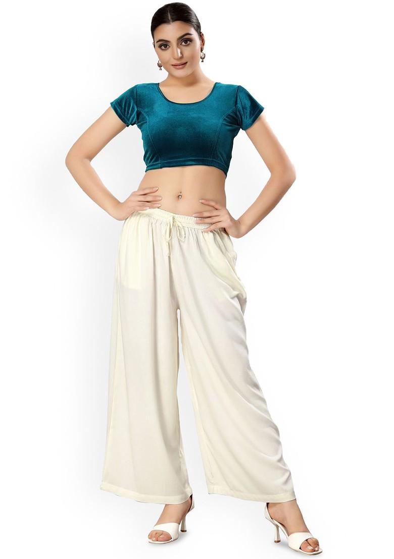 Velvet Round Neck Short Sleeves Non Padded Saree Blouse