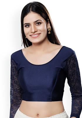 Round Neck Long Sleeves Non Padded Saree Blouse