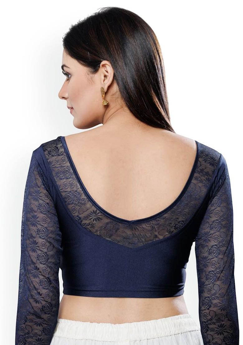 Round Neck Long Sleeves Non Padded Saree Blouse