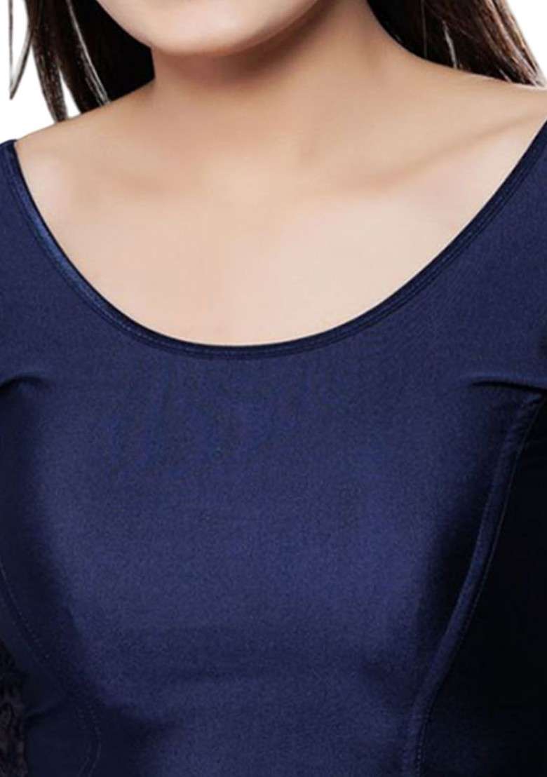 Round Neck Long Sleeves Non Padded Saree Blouse - Indya