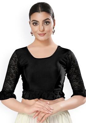 Round Neck Short Sleeves Non Padded Saree Blouse