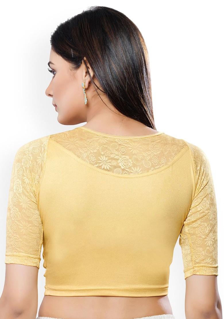 Round Neck Short Sleeves Non Padded Saree Blouse