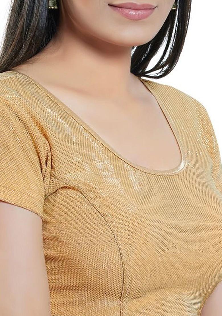 Round Neck Short Sleeves Non Padded Saree Blouse