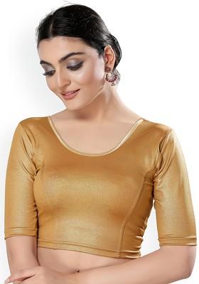 Round Neck Short Sleeves Non Padded Saree Blouse