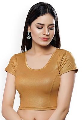 Round Neck Short Sleeves Non Padded Saree Blouse