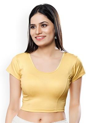 U Neck Short Sleeves Non Padded Saree Blouse
