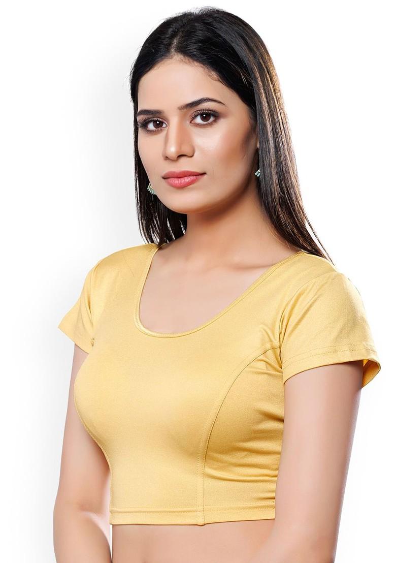 U Neck Short Sleeves Non Padded Saree Blouse