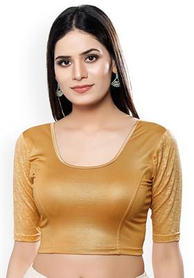 Round Neck Short Sleeves Non Padded Saree Blouse