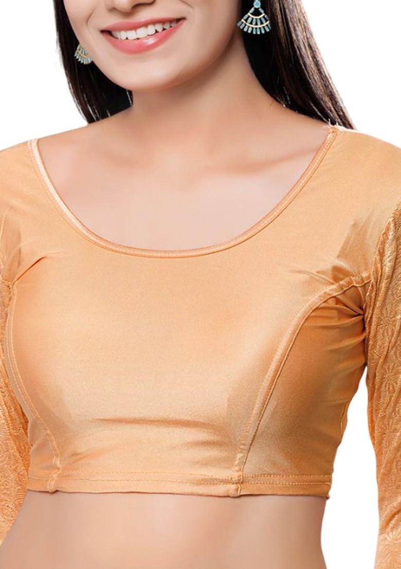 U Neck Long Sleeves Non Padded Saree Blouse