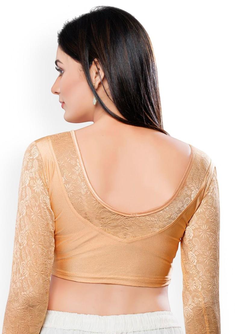 U Neck Long Sleeves Non Padded Saree Blouse