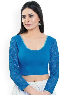 Round Neck Short Sleeves Non Padded Saree Blouse