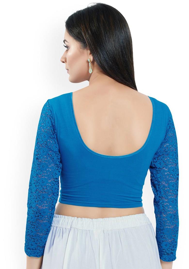 Round Neck Short Sleeves Non Padded Saree Blouse