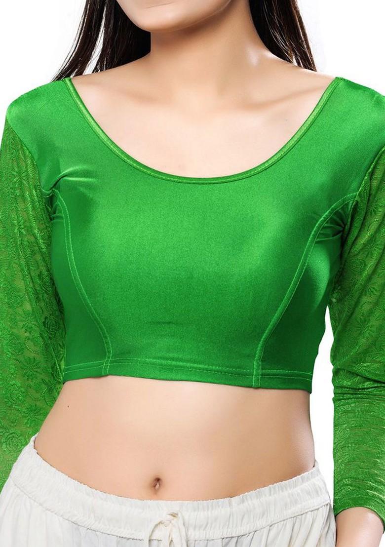 Women Round Neck Non Padded Stretchable Saree Blouse