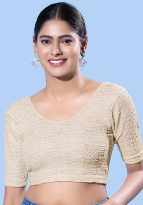 Silk Round Neck Non Padded Stretchable Saree Blouse