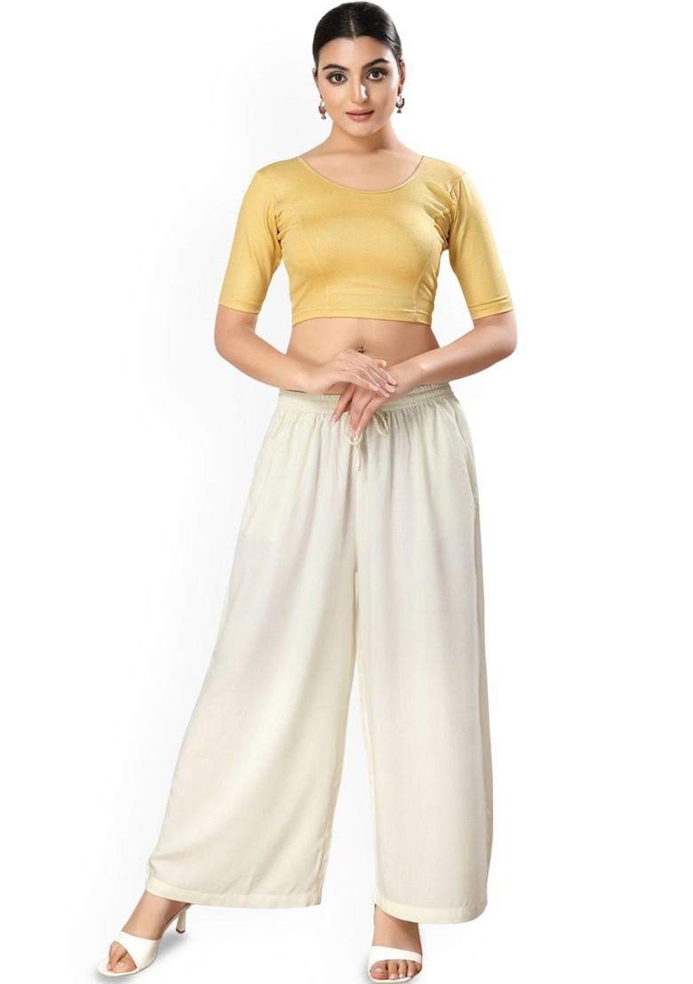 Women Round Neck Short Sleeves Non Padded Saree Blouse