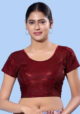 Women Round Neck Non Padded Stretchable Saree Blouse