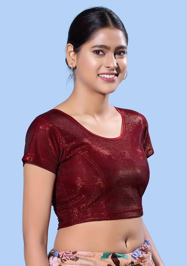 Women Round Neck Non Padded Stretchable Saree Blouse