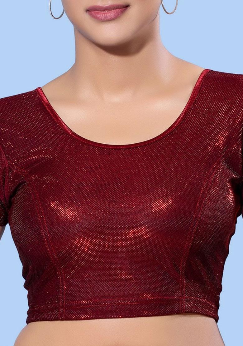 Women Round Neck Non Padded Stretchable Saree Blouse