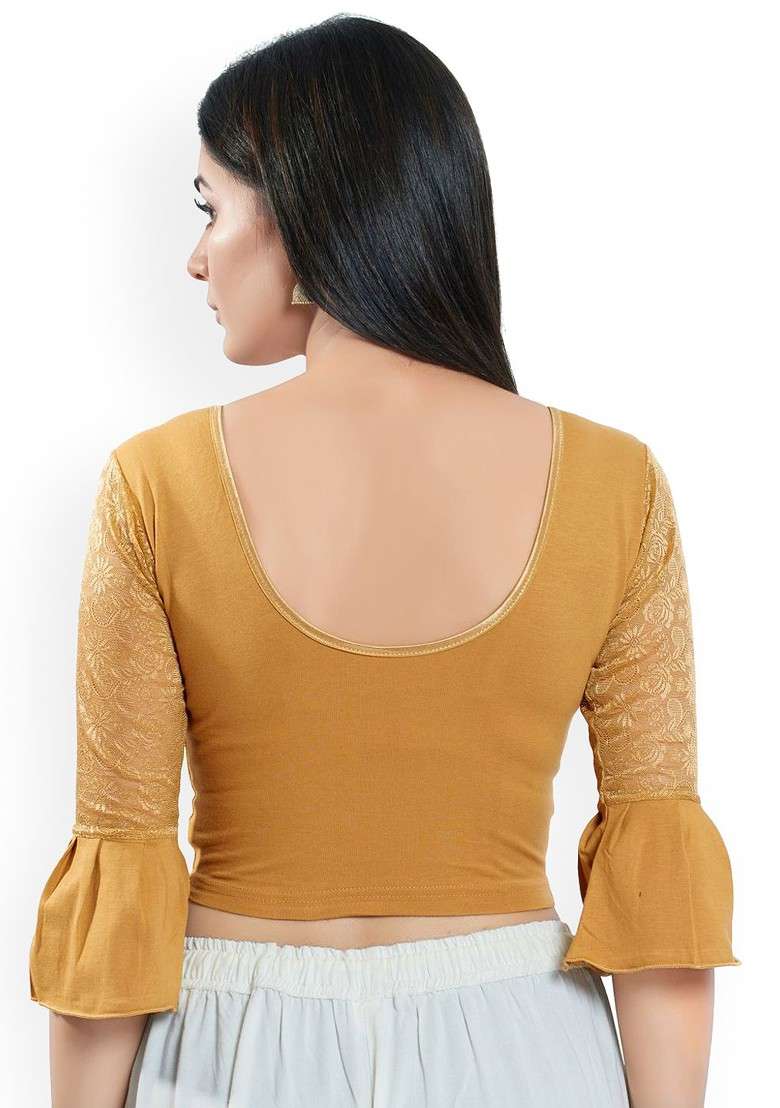 Round Neck Non Padded Saree Blouse - Indya