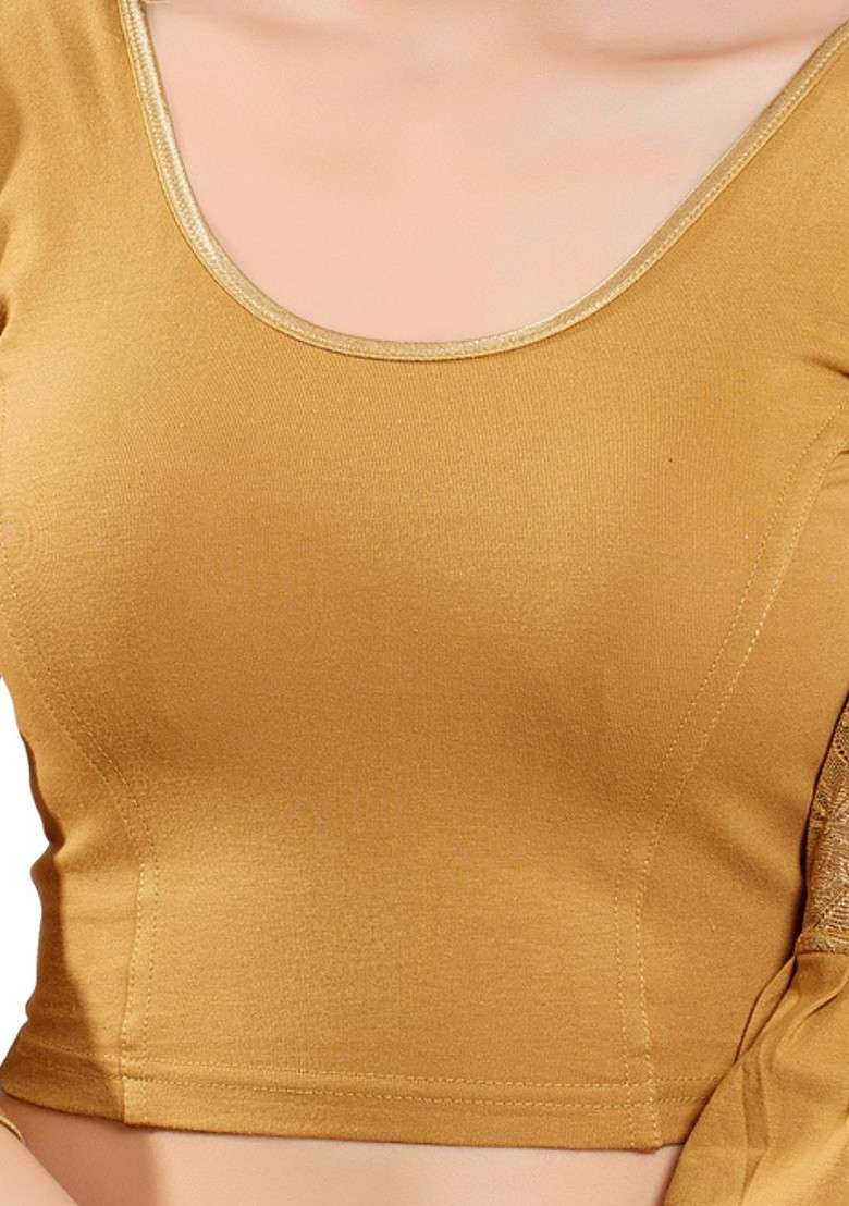 Round Neck Non Padded Saree Blouse - Indya
