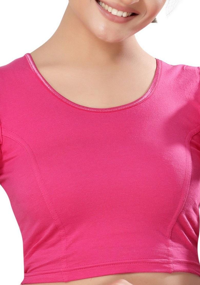 Round Neck Short Sleeves Non Padded Saree Blouse