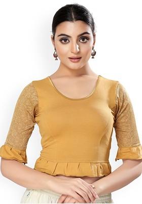 Round Neck Short Sleeves Non Padded Saree Blouse