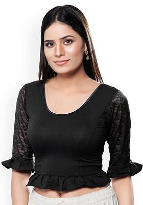 Round Neck Non Padded Stretchable Saree Blouse