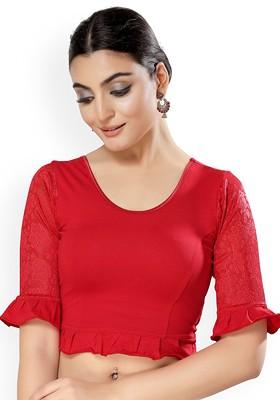 Round Neck Non Padded Stretchable Saree Blouse