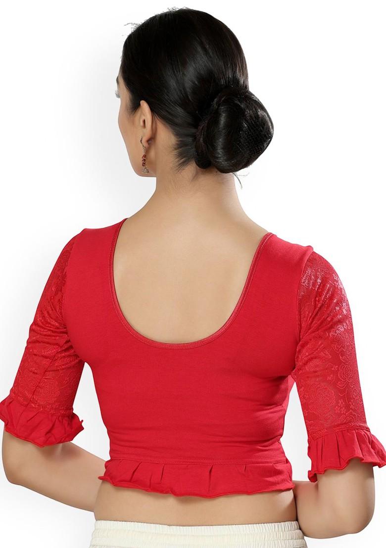 Round Neck Non Padded Stretchable Saree Blouse